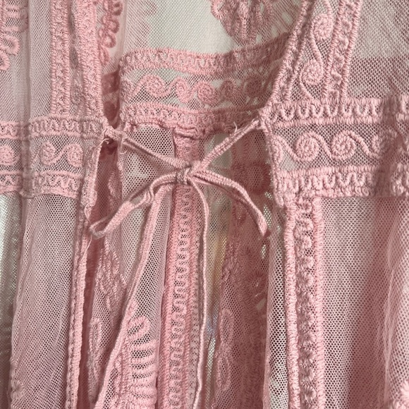 Forgotten Grace Womens Pink Lace Kimono Fairy Core Boho Festival Ethereal Small - Picture 5 of 9